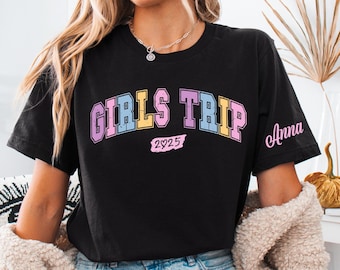 Custom Girls Trip 2025 T-Shirt: Personalized Vacation Matching Tee