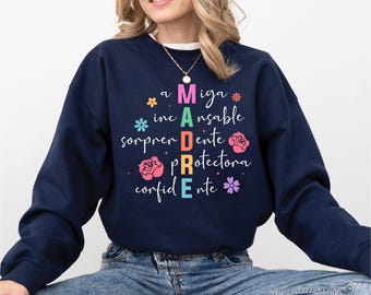 Madre Sweatshirt, Madre Definition Shirts, Latina Mom Sweater, Mother's Day Gift, Latina Mama Dia De Las Madres Shirt, Spanish Mother Tee
