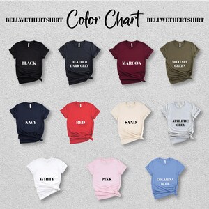 a group of t - shirts that say color chart