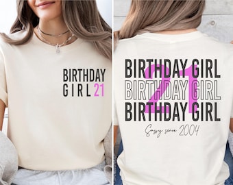 21st Birthday Girl T-Shirt: Personalized Birthday Crew Shirt