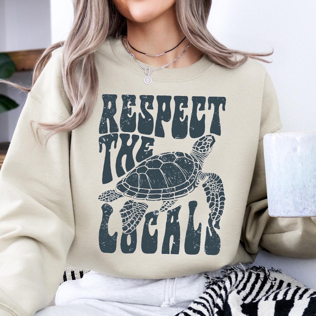 Respect the Locals Sea Turtle Graphic Tee - Ocean Conservation Shirt - Etsy