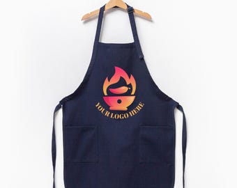 Personalized Logo Apron with Pockets, Custom Chef Apron for Men & Women, Bulk Restaurant Apron, Custom Kitchen Apron, Cooking Apron