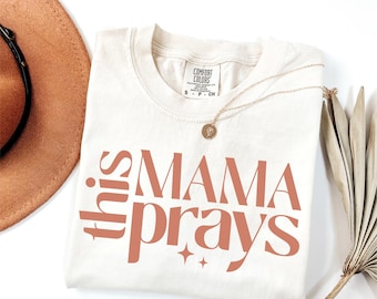 Comfort Colors This Mama Prays Sweatshirt - Retro Religious Mom Gift