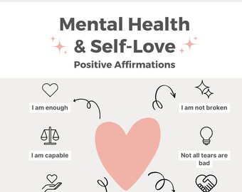 Mental Health, Self-Love, Self-Care, Self-Sabotage Stops Now Affirmation Digital Bundle, Inspirational Quotes, Mental Health Awareness