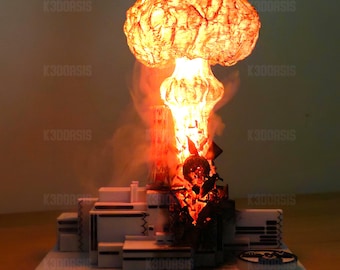 Diorama dell'esplosione nucleare di Chernobyl | Design originale protetto | Lampada a LED con fumo | Modello di reattore | 8 modalità di illuminazione