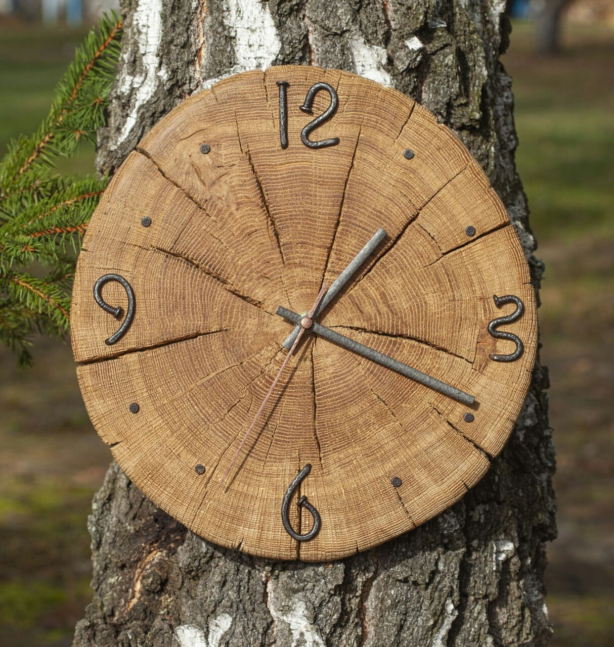 Natural Oak Wall Clock, Live Edge Clock, Very Cool Clocks,clock Face ...
