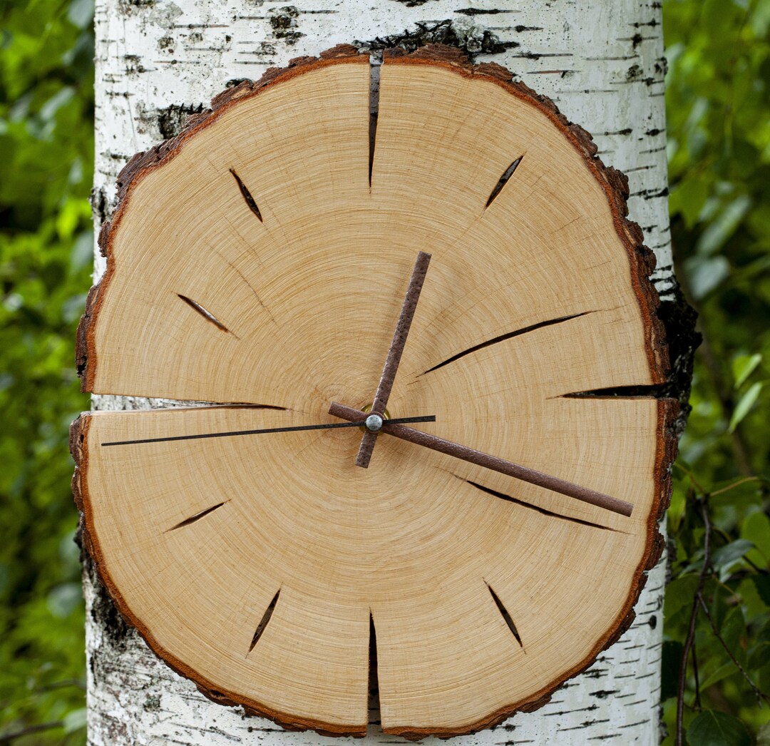 Photo inspiration: Fresh Look at Eco Friendly Wall Clock Natural Cracks Wood Alder Slice Natural