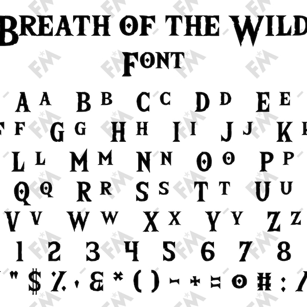 Breath of the Wild font for Cricut Silhouette Word