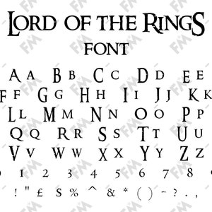 Carattere stile LOTR per Cricut Silhouette Word