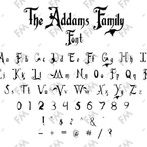 Police Addams pour Cricut Silhouette Word