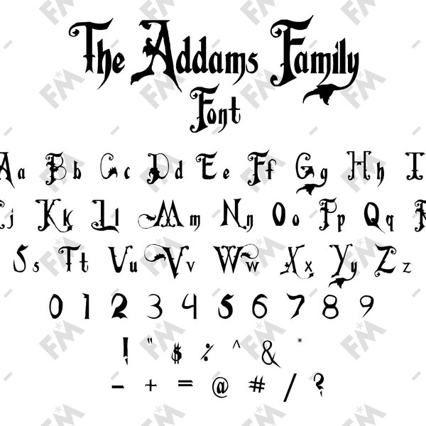 Addams Font for Cricut Silhouette Word