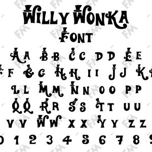 Lettertype Wonka Chocolate Factory voor Cricut Silhouette Word