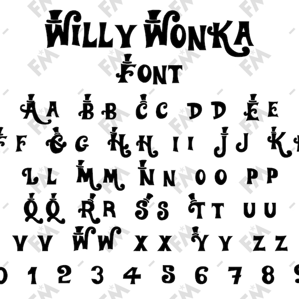 Wonka Chocolate Factory Style Font for Cricut Silhouette Word