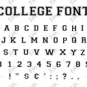 Fuente de estilo universitario para Cricut Silhouette Word