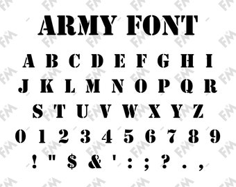 Army Style Font for Cricut Silhouette Word