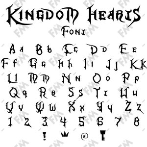 Kingdom Hearts-stijllettertype voor Cricut silhouetwoord