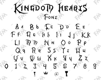 Kingdom Hearts Style Font for Cricut Silhouette Word