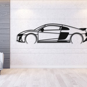 Audi R8 Coupe V10 Metal Wall Decor, Garage Wall Art, Sport Car Sign, Gift for Bf, Housewarming Gift, Race Decor, Wall Sign, Gift for Dad