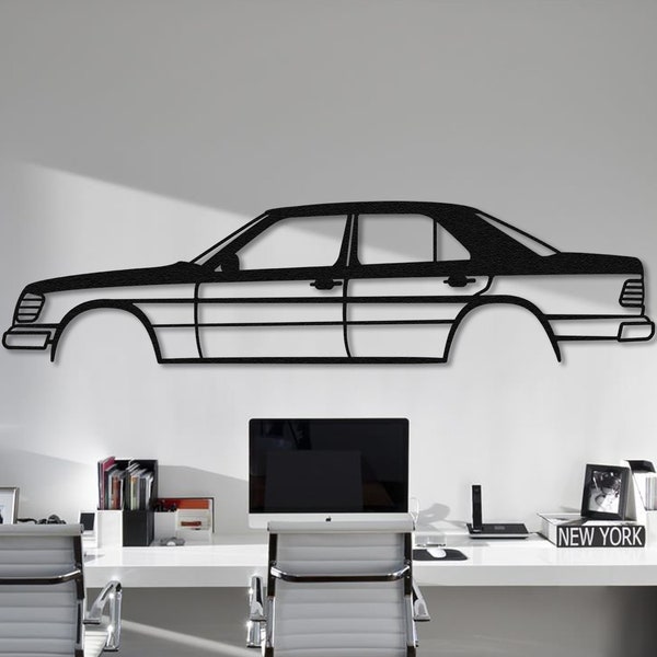 Mercedes w124, Metal Wall Decor, Garage Wall Art, Sport Car Sign, Housewarming Gift, Race Decor, Wall Sign, Gift for Dad, Retro Car