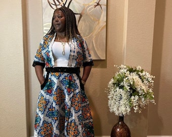 Ireti African  Print Ankara embellished 2pcs jacket and maxi wrap skirt