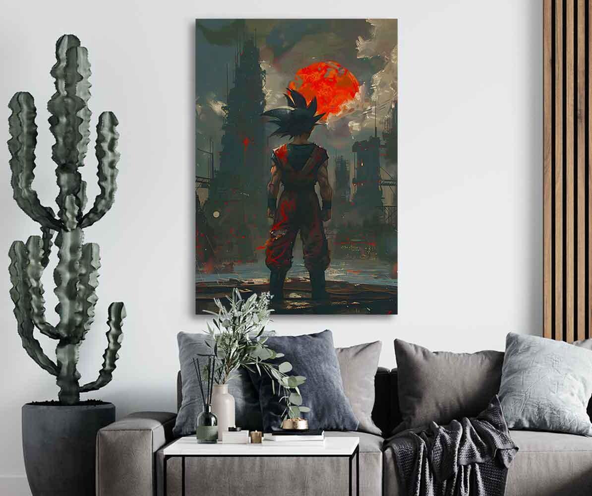 Abstract Goku Canvas Print, Dragon Ball Z, Futuristic Cityscape Gamer ...