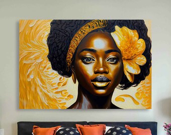 African Woman Portrait, Acrylic and Oil Painting on Canvas