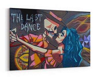 Canvasafdruk Skeleton Dance Graffiti – Decor Urban Street Art