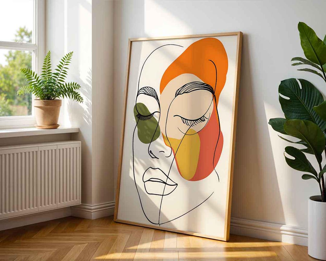 Minimalist Woman Face Line Art Print, Abstract Female Portrait Wall Art ...