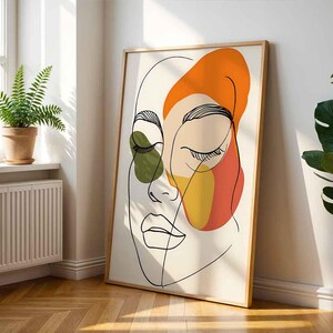 Minimalist Woman Face Line Art Print, Abstract Female Portrait Wall Art ...