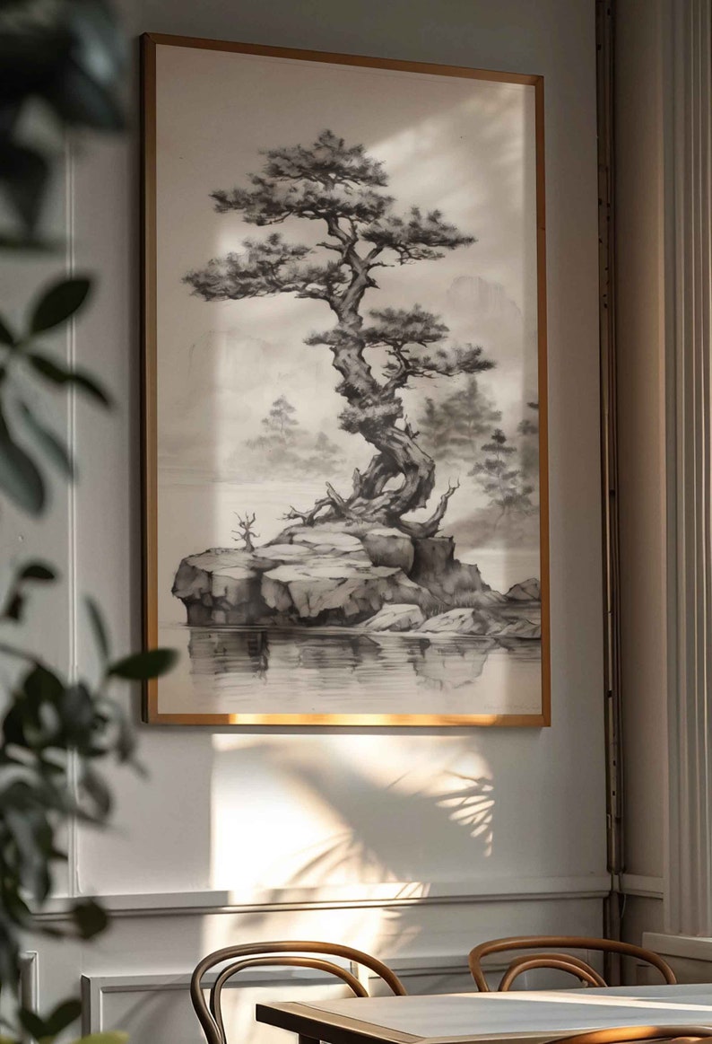 Vintage Japanese Art Gallery Wall Set of 3 Prints Mountain Wall Art, Bedroom Wall Art and Living Room Wall Art, Minimalist Wall Art Prints