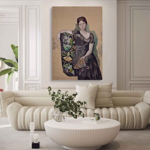 Pablo Picasso Oil Painting Portrait of Olga in an Armchair Reproduction on Canvas Prints Home Decor Wall Art, Living Room Art Wall Decor
