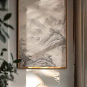 Vintage Japanese Art Gallery Wall Set of 3 Prints Mountain Wall Art, Bedroom Wall Art and Living Room Wall Art, Minimalist Wall Art Prints