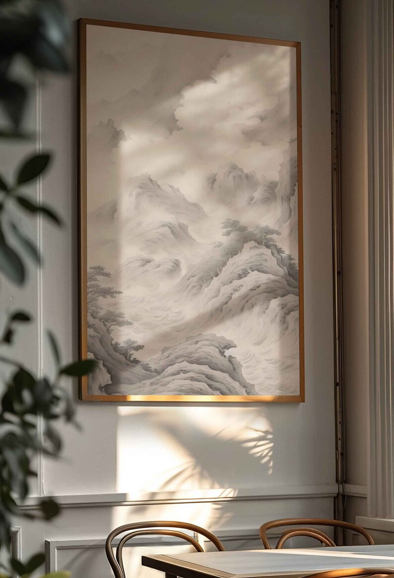 Vintage Japanese Art Gallery Wall Set of 3 Prints Mountain Wall Art, Bedroom Wall Art and Living Room Wall Art, Minimalist Wall Art Prints