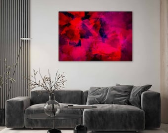 Red and Black Abstract Art Print - Modern Framed Canvas