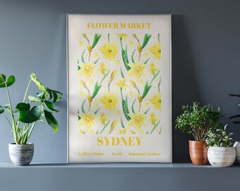 Yellow Daffodils Watercolor Print, Botanical Wall Art