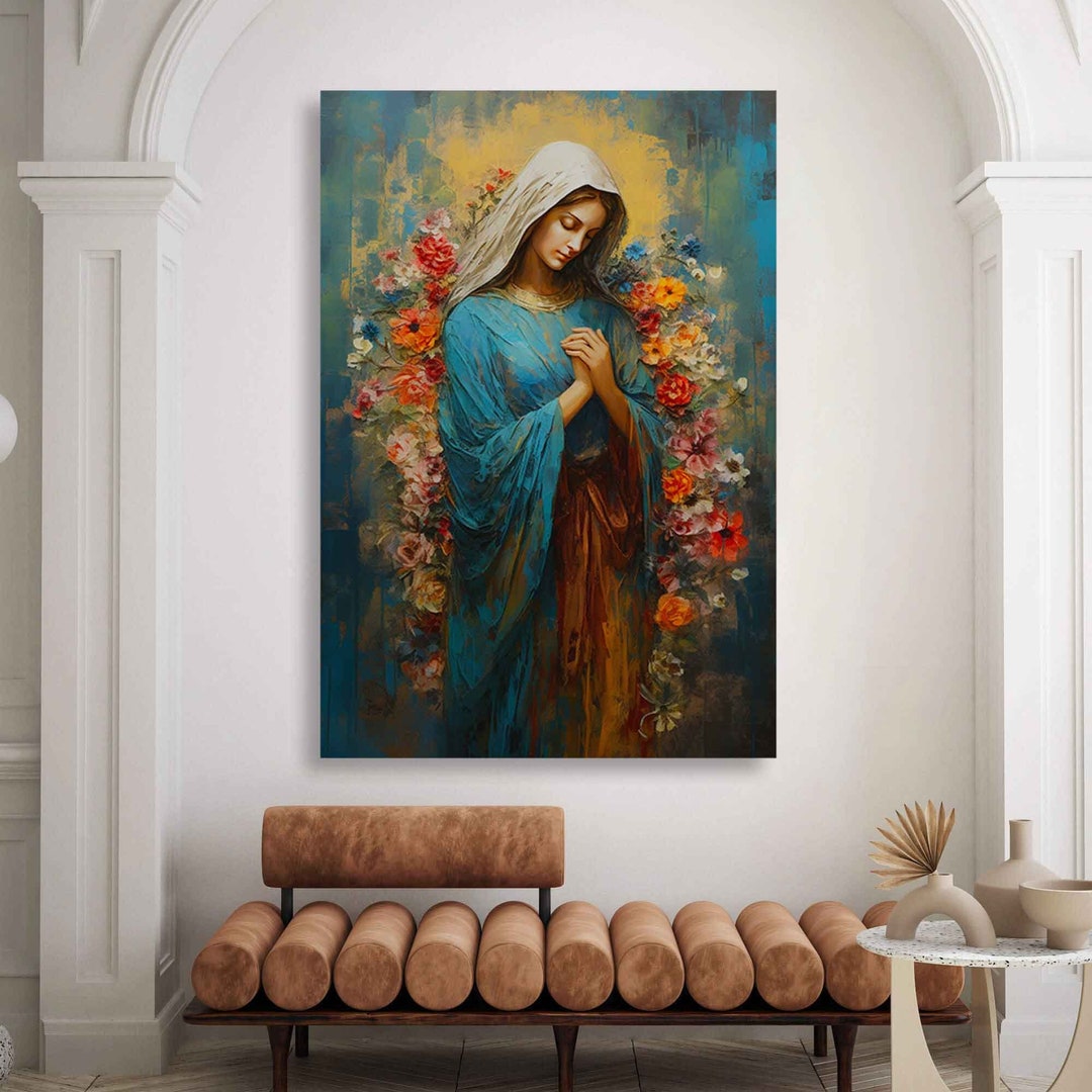 Virgin Mary Canvas Art, Catholic Christian Wall Decor - Etsy