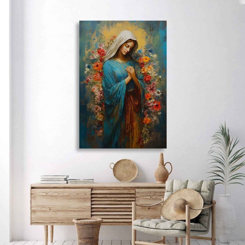 Virgin Mary Canvas Art, Catholic Christian Wall Decor - Etsy