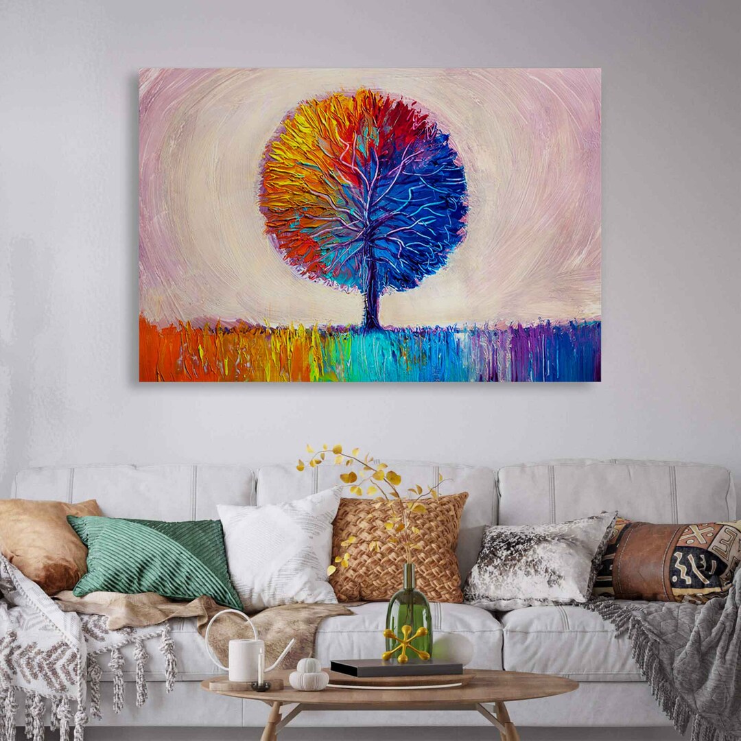 Rainbow Tree Abstract Canvas Print – Colorful Wall Art - Etsy