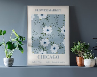 Chicago Flower Market Print, Botanical Wall Art Poster