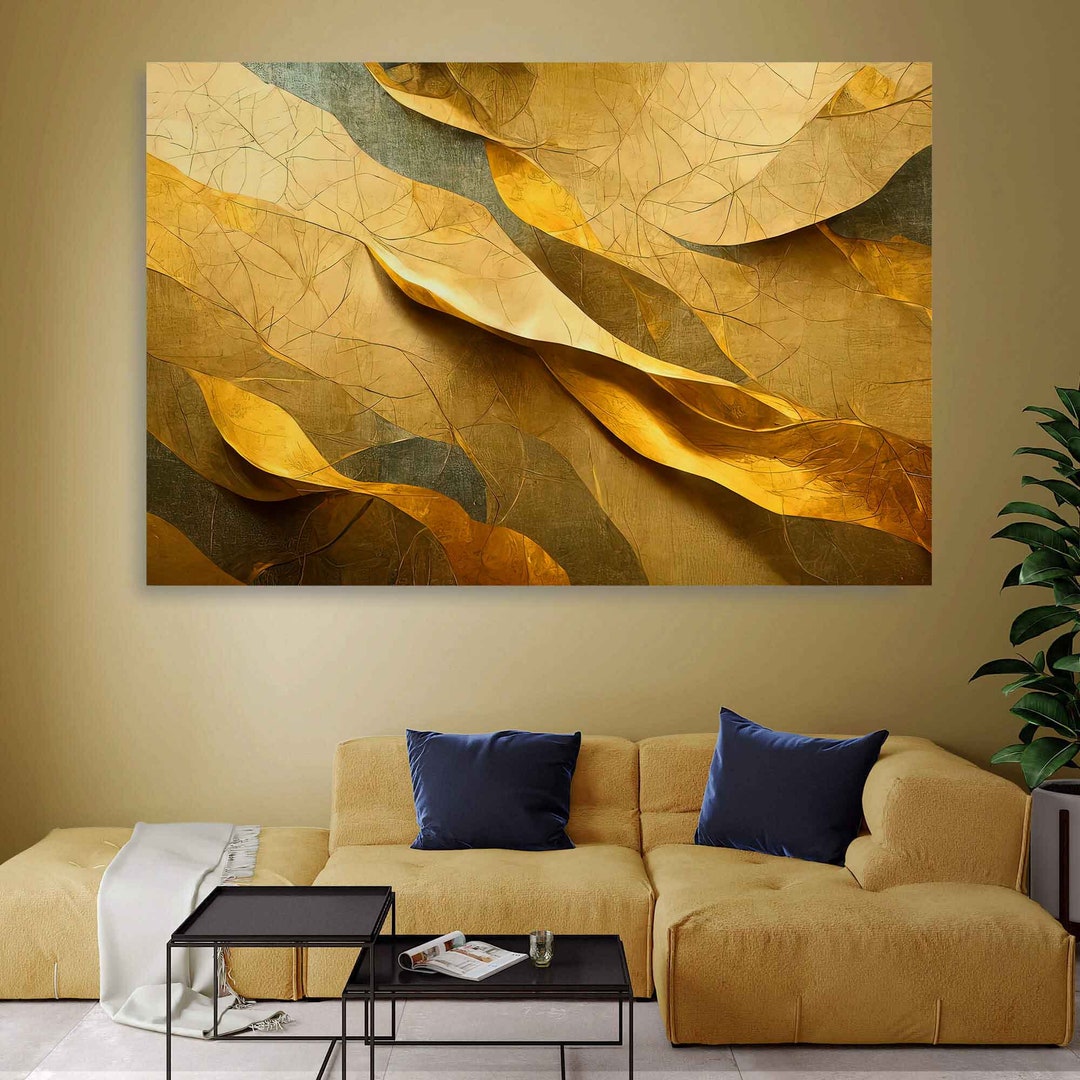 Golden Abstract Art – Luxury Canvas Print, Gallery Wrap - Etsy