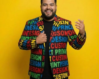 Custom Print Blazer for Big and Tall Men, Personalized Design 6XL Plus
