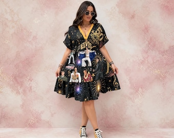 Elvis 50th Anniversary V-Neck Babydoll Dress