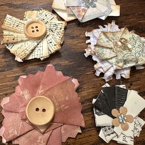 Paper Flower Embellishments | Shabby Chic Junk Journal Ephemera