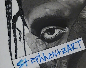 12x18 Graphite &quot;Pusha&quot; Art Print