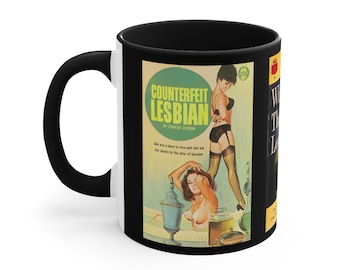 Vintage Lesbian Pulp Fiction Coffee Mug | Vintage Book Covers | Two-Tone | 11oz or 15oz | Dishwasher Safe | ORCA Coating | LGBTQ+ Owned