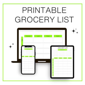 5 Pages Printable Weekly Grocery List,Food planner,Instant download PDF, Grocery List, Meal Planner,Food Shopping Planner,Food Shopping list