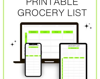 5 Pages Printable Weekly Grocery List,Food planner,Instant download PDF, Grocery List, Meal Planner,Food Shopping Planner,Food Shopping list
