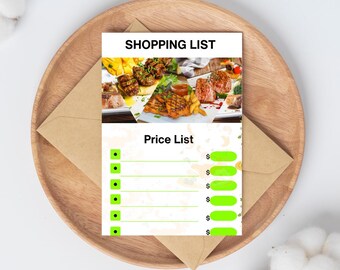 Lista de compras, Lista de precios de alimentos, PDF de descarga instantánea, Lista de compras, Planificador de compras de alimentos, Lista de compras de alimentos, Imprimible