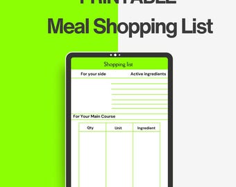Grocery List Template, Shopping List,Food planner,Instant download PDF, Grocery List, Meal Planner,Food Shopping Planner, Food Shopping list