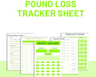 Pound Loss Tracker Sheet Planner, Workout Tracker, Printable Planner, Weight Loss Planner, Body Measurement Charts, Fitness Planner